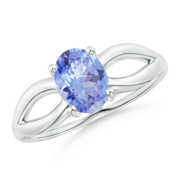 ANGARA Natural Prong-Set Solitaire 1.25 ct Tanzanite Split Shank Ring in 14K White Gold for Women (Size-8x6mm) | December Birthstone, Anniversary, Jewelry Gift for Women | Natural Tanzanite Ring