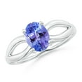 thumbnail image 1 of ANGARA Natural Prong-Set Solitaire 1.25 ct Tanzanite Split Shank Ring in 14K White Gold for Women (Size-8x6mm) | December Birthstone, Anniversary, Jewelry Gift for Women | Natural Tanzanite Ring, 1 of 8