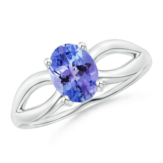 ANGARA Natural Prong-Set Solitaire 1.25 ct Tanzanite Split Shank Ring in 14K White Gold for Women (Size-8x6mm) | December Birthstone, Anniversary, Jewelry Gift for Women | Natural Tanzanite Ring