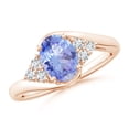 thumbnail image 1 of ANGARA Natural Oval 1.25 ct Tanzanite Bypass Ring with Trio Diamond Accents in 14K Rose Gold for Women (Size-8x6mm) | December Birthstone, Anniversary, Jewelry Gift for Women | Natural Tanzanite Ring, 1 of 9