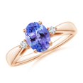 thumbnail image 1 of ANGARA Natural Tapered Shank 1.25 ct Tanzanite Ring with Diamond Accents in 14K Rose Gold for Women (Size-8x6mm) | December Birthstone, Anniversary, Jewelry Gift for Women | Natural Tanzanite Ring, 1 of 9