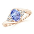 thumbnail image 1 of ANGARA Natural Oval 1.25 ct Tanzanite Bypass Ring with Trio Diamond Accents in 14K Rose Gold for Women (Size-8x6mm) | December Birthstone, Anniversary, Jewelry Gift for Women | Natural Tanzanite Ring, 1 of 9