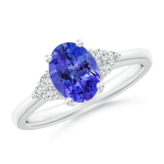 ANGARA Natural Solitaire Oval 1.25 ct Tanzanite and Diamond Promise Ring in 14K White Gold for Women (Size-8x6mm) | December Birthstone, Anniversary, Jewelry Gift for Women | Natural Tanzanite Ring