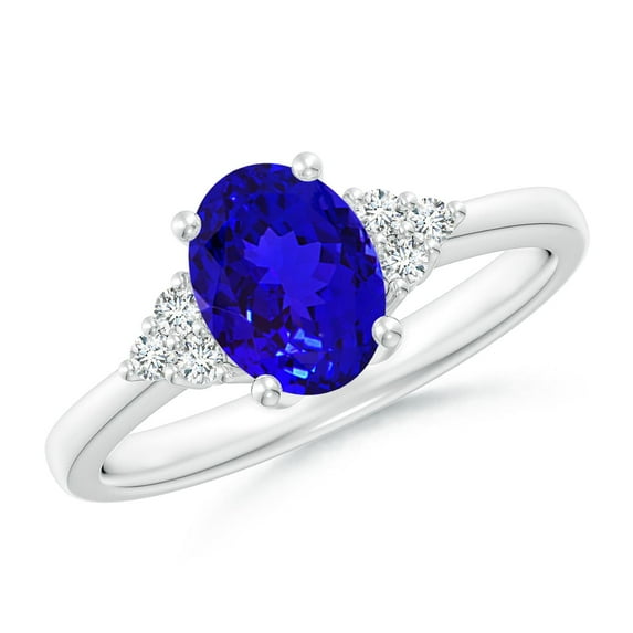 ANGARA Natural Solitaire Oval 1.25 ct Tanzanite and Diamond Promise Ring in 14K White Gold for Women (Size-8x6mm) | December Birthstone, Anniversary, Jewelry Gift for Women | Natural Tanzanite Ring