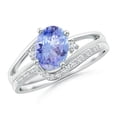 thumbnail image 1 of ANGARA Natural Oval 1.25 ct Tanzanite and Diamond Bridal Set in 14K White Gold for Women (Size-8x6mm) | December Birthstone, Birthday, Anniversary, Jewelry Gift for Women | Natural Tanzanite Ring, 1 of 7