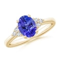 thumbnail image 1 of ANGARA Natural Solitaire Oval 1.25 ct Tanzanite and Diamond Promise Ring in 14K Yellow Gold for Women (Size-8x6mm) | December Birthstone, Anniversary, Jewelry Gift for Women | Natural Tanzanite Ring, 1 of 9