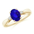 thumbnail image 1 of ANGARA Natural Tapered Shank 1.25 ct Tanzanite Ring with Diamond Accents in 14K Yellow Gold for Women (Size-8x6mm) | December Birthstone, Anniversary, Jewelry Gift for Women | Natural Tanzanite Ring, 1 of 9