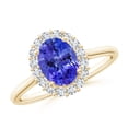 thumbnail image 1 of Angara Natural 1.25 Ct. Tanzanite with Diamond Halo Ring in 14K Yellow Gold for Women (Ring Size: 11.5), 1 of 9