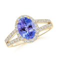 thumbnail image 1 of ANGARA Natural Oval 1.25 ct Tanzanite Split Shank Halo Ring in 14K Yellow Gold for Women (Size-8x6mm) | December Birthstone, Birthday, Anniversary, Jewelry Gift for Women | Natural Tanzanite Ring, 1 of 8