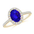 thumbnail image 1 of ANGARA Natural Oval 1.25 ct Tanzanite Halo Ring with Diamond Accents in 14K Yellow Gold for Women (Size-8x6mm) | December Birthstone, Anniversary, Jewelry Gift for Women | Natural Tanzanite Ring, 1 of 9