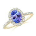 thumbnail image 1 of ANGARA Natural Oval 1.25 ct Tanzanite Halo Ring with Diamond Accents in 14K Yellow Gold for Women (Size-8x6mm) | December Birthstone, Anniversary, Jewelry Gift for Women | Natural Tanzanite Ring, 1 of 9