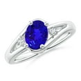 thumbnail image 1 of ANGARA Natural 1.25 ct Tanzanite and Diamond Split Shank Ring in 14K White Gold for Women (Size-8x6mm) | December Birthstone, Birthday, Anniversary, Jewelry Gift for Women | Natural Tanzanite Ring, 1 of 9