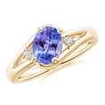 thumbnail image 1 of ANGARA Natural 1.25 ct Tanzanite and Diamond Split Shank Ring in 14K Yellow Gold for Women (Size-8x6mm) | December Birthstone, Birthday, Anniversary, Jewelry Gift for Women | Natural Tanzanite Ring, 1 of 9