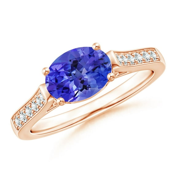 Angara Natural 1.25 Ct. Tanzanite with Diamond Vintage Inspired Ring in 14K Rose Gold for Women (Ring Size: 11.5)