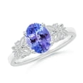 thumbnail image 1 of ANGARA Natural Vintage Style Oval 1.25 ct Tanzanite Ring with Diamonds in 14K White Gold for Women (Size-8x6mm) | December Birthstone, Anniversary, Jewelry Gift for Women | Natural Tanzanite Ring, 1 of 9