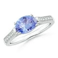 thumbnail image 1 of ANGARA Natural Oval 1.25 ct Tanzanite Solitaire Ring with Diamonds in 14K White Gold for Women (Size-8x6mm) | December Birthstone, Anniversary, Jewelry Gift for Women | Natural Tanzanite Ring, 1 of 9