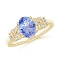 thumbnail image 1 of ANGARA Natural Vintage Style Oval 1.25 ct Tanzanite Ring with Diamonds in 14K Yellow Gold for Women (Size-8x6mm) | December Birthstone, Anniversary, Jewelry Gift for Women | Natural Tanzanite Ring, 1 of 9