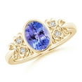 thumbnail image 1 of ANGARA Natural Bezel-Set 1.25 ct Tanzanite Ring with Diamonds in 14K Yellow Gold for Women (Size-8x6mm) | December Birthstone, Anniversary, Jewelry Gift for Women | Natural Tanzanite Ring, 1 of 8