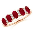 thumbnail image 1 of Angara Natural 1.25 ct Ruby and Diamond Wedding Ring in 14K Rose Gold for Women – July Birthstone Jewelry | Oval Ruby Wedding Band (Ring Size - 8.5), 1 of 9