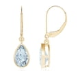 thumbnail image 1 of ANGARA Natural Bezel-Set Pear 1.3 ct Aquamarine Leverback Drop Earrings in 14K Yellow Gold for Women (Size-8x5mm) | March Birthstone, Anniversary, Jewelry Gift for Women | Natural Aquamarine Earrings, 1 of 7