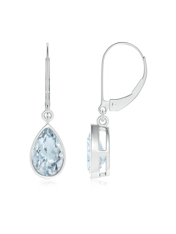 Natural Pear 1.3 ct Aquamarine Leverback Drop Earrings in 925 Sterling Silver for Women (Size-8x5mm) | March Birthstone, Anniversary, Jewelry Gift for Women | Natural Aquamarine Earrings