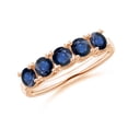 thumbnail image 1 of ANGARA Natural Half Eternity Five Stone 1.3 ct Blue Sapphire Wedding Band in 14K Rose Gold for Women (Size-3.8mm) | September Birthstone, Anniversary, Jewelry Gift for Women | Natural Sapphire Ring, 1 of 10