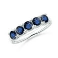 thumbnail image 1 of ANGARA Natural Half Eternity 5 Stone 1.3 ct Blue Sapphire Wedding Band in 925 Sterling Silver for Women (Size-3.8mm) | Anniversary, Jewelry Gift for Women | Natural Sapphire Ring, 1 of 10
