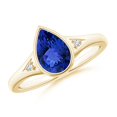 thumbnail image 1 of ANGARA Natural Bezel-Set Pear-Shaped 1.3 ct Tanzanite Ring with Diamonds in 14K Yellow Gold for Women (Size-9x6mm) | December Birthstone, Anniversary, Jewelry Gift for Women | Natural Tanzanite Ring, 1 of 10