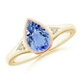 thumbnail image 1 of ANGARA Natural Pear-Shaped 1.3 ct Tanzanite Ring with Diamonds in 14K Yellow & Rose Gold for Women (Size-9x6mm) | December Birthstone, Anniversary, Jewelry Gift for Women | Natural Tanzanite Ring, 1 of 10