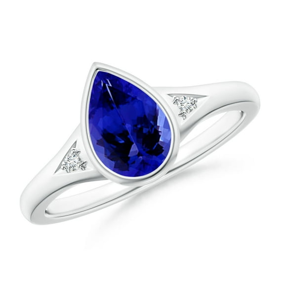 ANGARA Natural Pear-Shaped 1.3 ct Tanzanite Ring with Diamonds in 925 Sterling Silver for Women (Size-9x6mm) | December Birthstone, Anniversary, Jewelry Gift for Women | Natural Tanzanite Ring