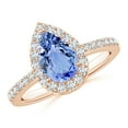thumbnail image 1 of ANGARA Natural Pear 1.3 ct Tanzanite Ring with Diamond Halo in 14K Rose Gold for Women (Size-9x6mm) | December Birthstone, Birthday, Anniversary, Jewelry Gift for Women | Natural Tanzanite Ring, 1 of 9