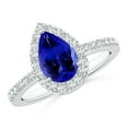 thumbnail image 1 of Angara Natural 1.3 Ct. Tanzanite with Diamond Halo Ring in 14K White Gold for Women (Ring Size: 3.5), 1 of 9
