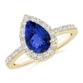 thumbnail image 1 of Angara Natural 1.3 Ct. Tanzanite with Diamond Halo Ring in 14K Yellow Gold for Women (Ring Size: 12), 1 of 9