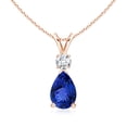 thumbnail image 1 of ANGARA Natural 1.3 ct Tanzanite Teardrop Pendant with Diamond in 14K Rose Gold for Women (Size-9x6mm) | December Birthstone, Birthday, Anniversary, Jewelry Gift for Women | Natural Tanzanite Necklace, 1 of 7