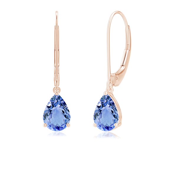 ANGARA Natural Solitaire 1.3 ct Tanzanite Leverback Earrings in 14K Rose Gold for Women (Size-7x5mm) | December Birthstone, Anniversary, Jewelry Gift for Women | Natural Tanzanite Earrings