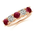 thumbnail image 1 of ANGARA Natural Half Eternity Five Stone 1.38 ct Ruby and Diamond Wedding Band in 14K Rose Gold for Women (Size-4.5mm) | July Birthstone, Anniversary, Jewelry Gift for Women | Natural Ruby Ring, 1 of 9