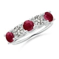 thumbnail image 1 of ANGARA Natural Half Eternity Five Stone 1.38 ct Ruby and Diamond Wedding Band in 14K White Gold for Women (Size-4.5mm) | July Birthstone, Anniversary, Jewelry Gift for Women | Natural Ruby Ring, 1 of 10