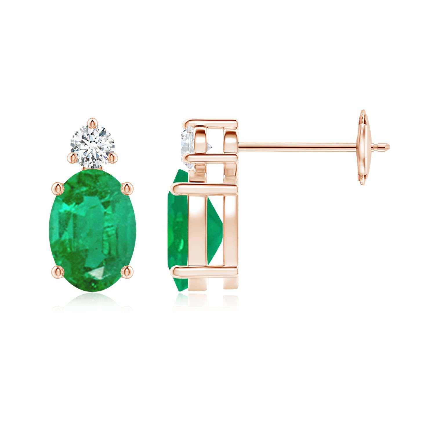 ANGARA Natural Basket-Set Oval 1.32 ct Emerald Stud Earrings with