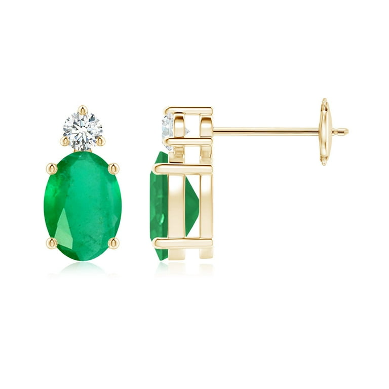 ANGARA Natural Basket-Set Oval 1.32 ct Emerald Stud Earrings with