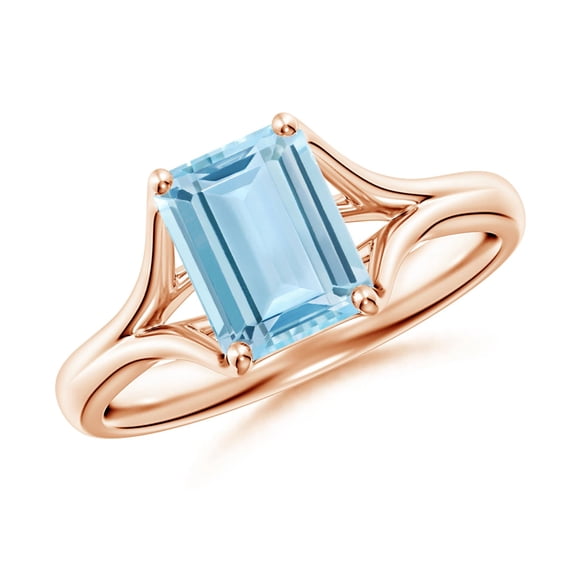 Angara Natural 1.35 Ct. Aquamarine Solitaire Ring in 14K Rose Gold for Women (Ring Size: 11.5)