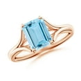 thumbnail image 1 of Angara Natural 1.35 Ct. Aquamarine Solitaire Ring in 14K Rose Gold for Women (Ring Size: 12), 1 of 10