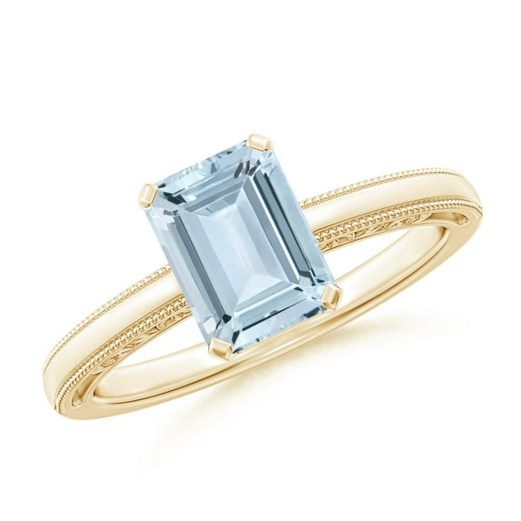 Angara Natural 1.35 Ct. Aquamarine Solitaire Ring in 14K Yellow Gold for Women (Ring Size: 3.5)