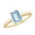 thumbnail image 1 of ANGARA Natural 1.35 ct Aquamarine Solitaire Engagement Ring with Milgrain in 14K Yellow Gold for Women (Size-8x6mm) | March Birthstone, Anniversary, Jewelry Gift for Women | Natural Aquamarine Ring, 1 of 10