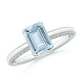 thumbnail image 1 of ANGARA Natural 1.35 ct Aquamarine Engagement Ring with Milgrain in 925 Sterling Silver for Women (Size-8x6mm) | March Birthstone, Anniversary, Jewelry Gift for Women | Natural Aquamarine Ring, 1 of 10