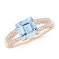 thumbnail image 1 of ANGARA Natural Solitaire Emerald-Cut 1.35 ct Aquamarine Split Shank Ring in 14K Rose Gold for Women (Size-7mm) | March Birthstone, Anniversary, Jewelry Gift for Women | Natural Aquamarine Ring, 1 of 7
