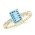 thumbnail image 1 of ANGARA Natural Octagonal 1.35 ct Aquamarine Engagement Ring with Diamonds in 14K Yellow Gold for Women (Size-8x6mm) | March Birthstone, Anniversary, Jewelry Gift for Women | Natural Aquamarine Ring, 1 of 12