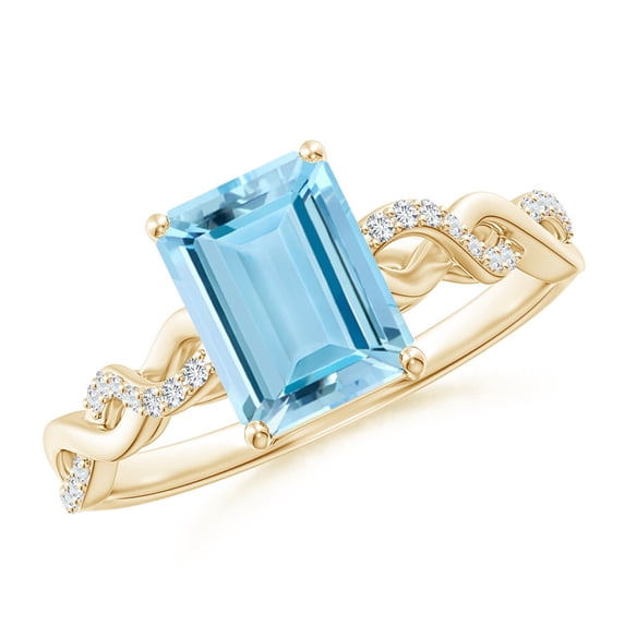 Angara Natural 1.35 Ct. Aquamarine with Diamond Classic Ring in 14K Yellow Gold for Women (Ring Size: 11.5)