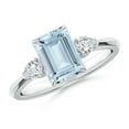 thumbnail image 1 of Angara Natural 1.35 Ct. Aquamarine with Diamond Classic Ring in Sterling Silver for Women (Ring Size: 3.5), 1 of 10