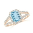 thumbnail image 1 of Angara Natural 1.35 Ct. Aquamarine with Diamond Halo Ring in 14K Rose Gold for Women (Ring Size: 3), 1 of 10