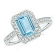 thumbnail image 1 of Angara Natural 1.35 Ct. Aquamarine with Diamond Halo Ring in 14K White Gold for Women (Ring Size: 3), 1 of 9